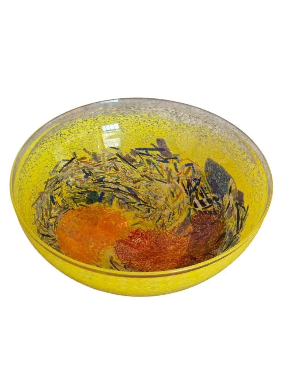 Vtg Kosta Boda Bertil Vallien by Satellite Yellow Art Glass Bowl 59372